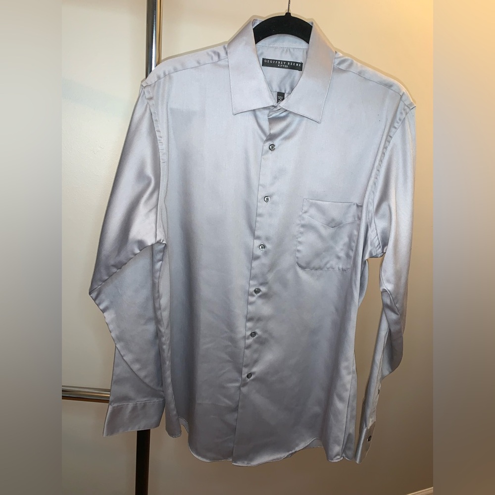 👔 Geoffrey Beene Fitted Dress Shirt | Light Gray | 16 (34/35)